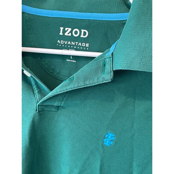 Izod green advantage performance polo shirt size large - Picture 2 of 3